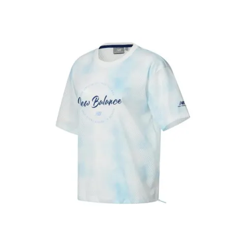 New Balance совместный бренд IU рукав с оборванным плечом T-рубашка Женская Озерный Синий
