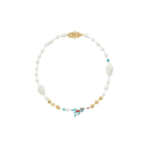 GLACIERBOY Baroque Pearl 14K Золотой Покрытый Медный Акриловый Шар Капельная Глазурь Ожерелье Унисекс Золото