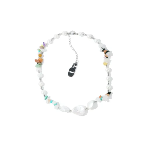 Get'em ON Смешанный Crushed Камень Белый серебристый Жемчужная раковина Ожерелья Унисекс