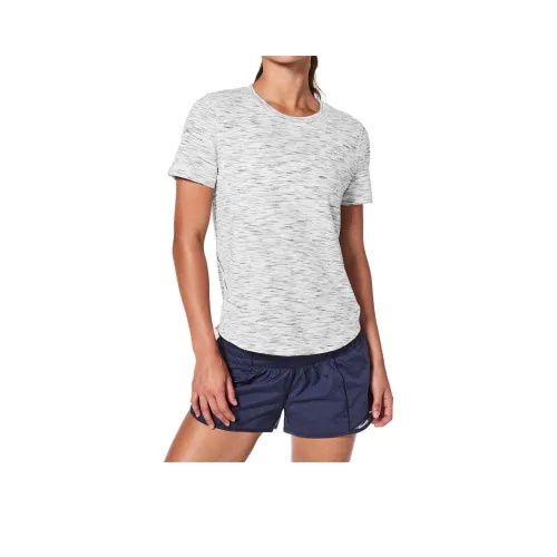lululemon Воздержание пота Удобный Бег Короткий рукав Бег Т-рубашка Женские Космос Краситель Серый белый