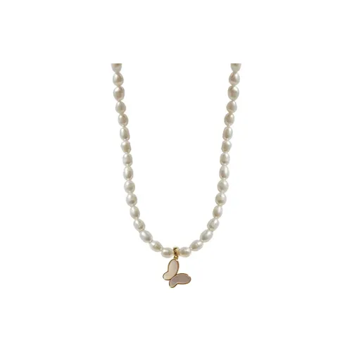 NATURALLYJOJO Ожерелья из пресноводного жемчуга Женские Зеленый Белый