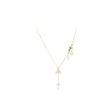 Жемчужная цепочка, инкрустированный ландыш, ожерелье