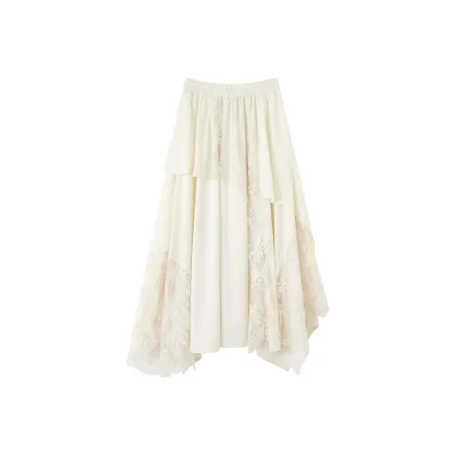 DX.DAXI Повседневный Длинный Юбка Женская Бежевая Абрикосовая