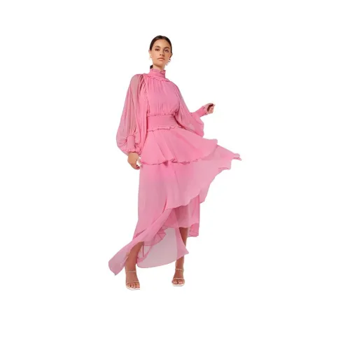 ELLIATTCOLLECTIVE Длинное платье с длинными рукавами женское розовое