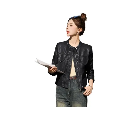 Yi Mengyuan Кожа Куртка Женская