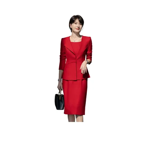 ONE SHALLOW Бизнес-костюм женский красный