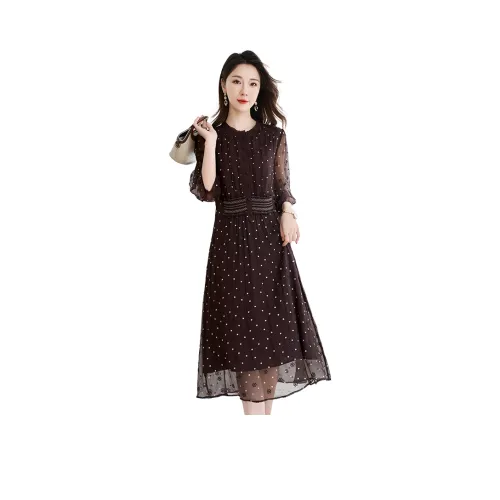 BILISISHANYANG Длинное платье с длинными рукавами женское