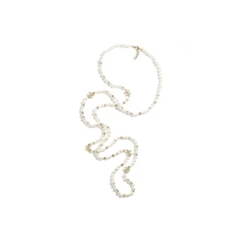 CHANEL 23 Spring Summer Металл Искусственный жемчуг Стразы Ожерелья Женские Белые