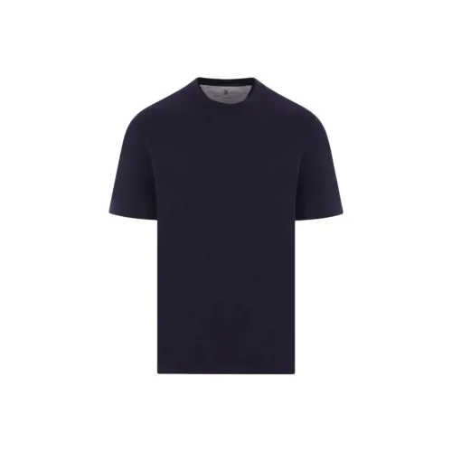 BRUNELLO CUCINELLI Темно-синие мужские футболки T