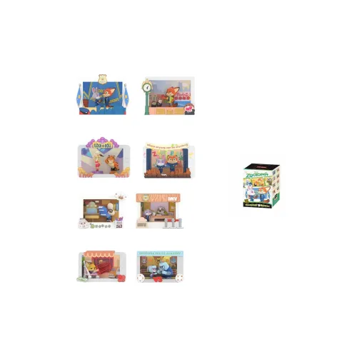 POP MART Коллаборация Edition Zootopia Characters Маркер Moment Слепые коробки Один Mystery Коробка Целая коробка 8 шт