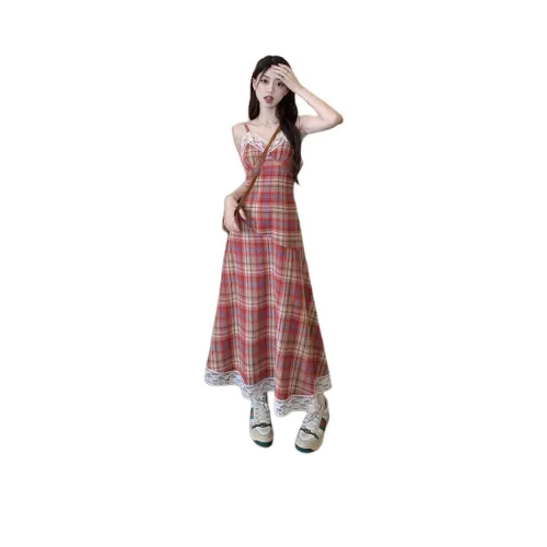 Красная клетка Платье Женские Слиплатья