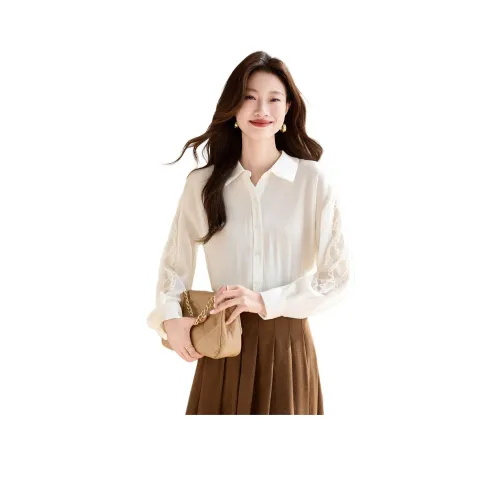 AIYILIAN Экрю Женские Рубашки