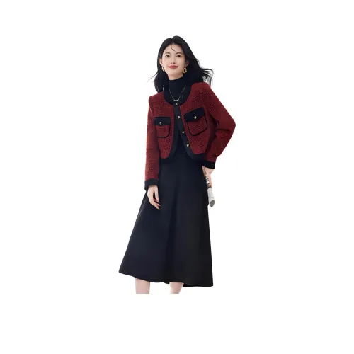 XINFEIYU Комплект с юбкой Женские Красный Плюс Черный