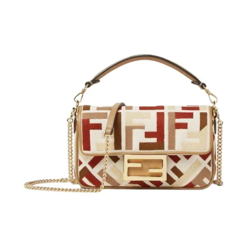 FENDI Baguette Холст Сумка через плечо Сумка Мини Женская Многоцветная