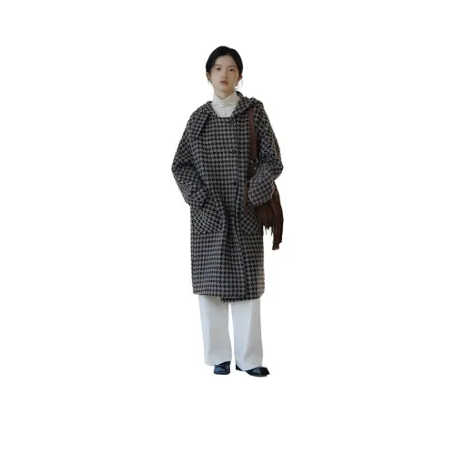 BLUEerror Пальто Женское Коричневое Кофейное Гусиная лапка