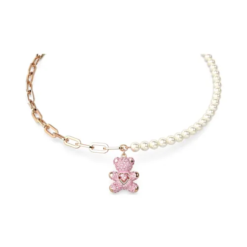 Swarovski Тедди Искусственный кристалл Ожерелья Женские Розовое золото