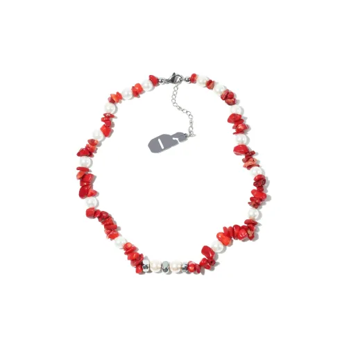 Get'em ON Красный Crushed Камень Белая раковина Бусина Ожерелья Унисекс