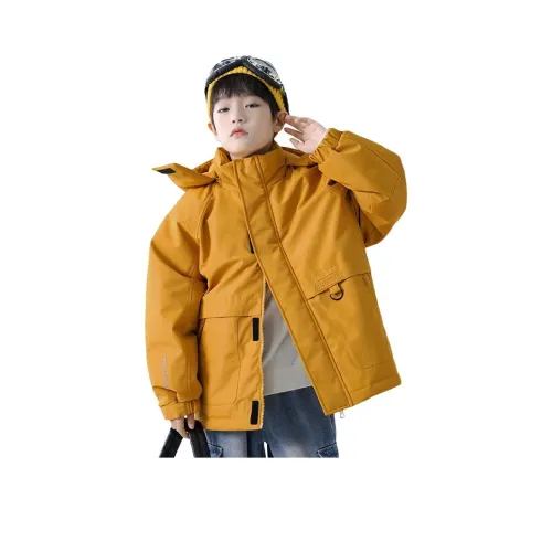 The panda is round Модный Стильный THREE Proofing С капюшоном Однотонный Утолщенный Детский