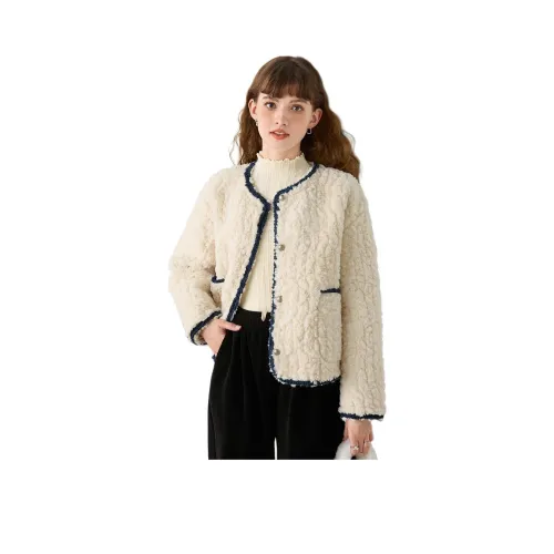 FAWENXIANGZI Вельвет Feel Куртка Женская Экрю