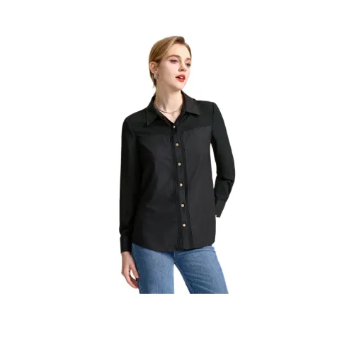 FENHONGMALI Рубашка Женская Черная