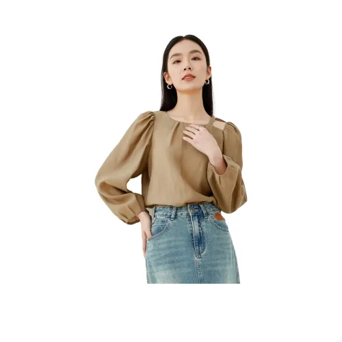 VIMLY Рубашка Женская Светло-Кофейного Цвета