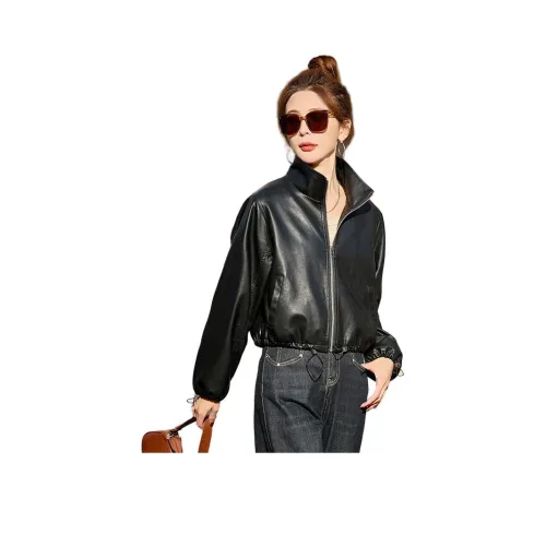 Yi Mengyuan Кожа Куртка Женская