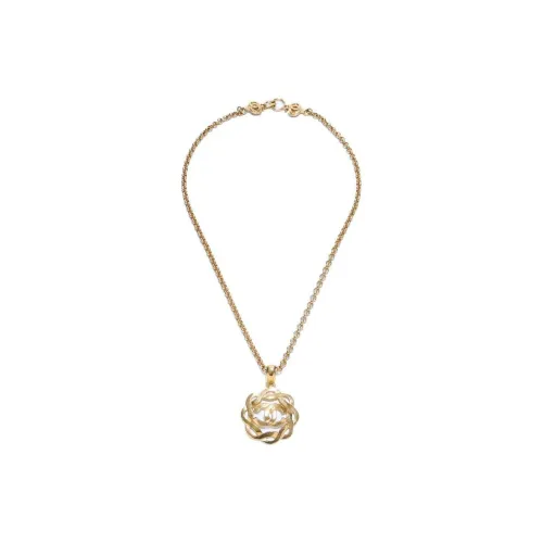 CHANEL CAMELIA Золотое Покрытие Ожерелье Женское Золотое