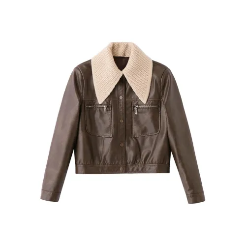 Yi Mengyuan Кожа Куртка Женская