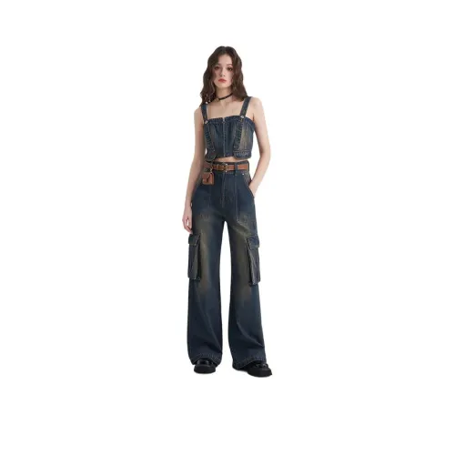 JORYAweekend Винтажные синие женские джинсы