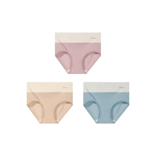 Ordifen Пыльно-синий + Светлый Бобовый Розовый + Светлая Кожа Женские Трусики-бикини