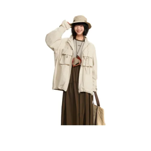 ZIHAN Куртки Пальто Женские Бежевый Золото