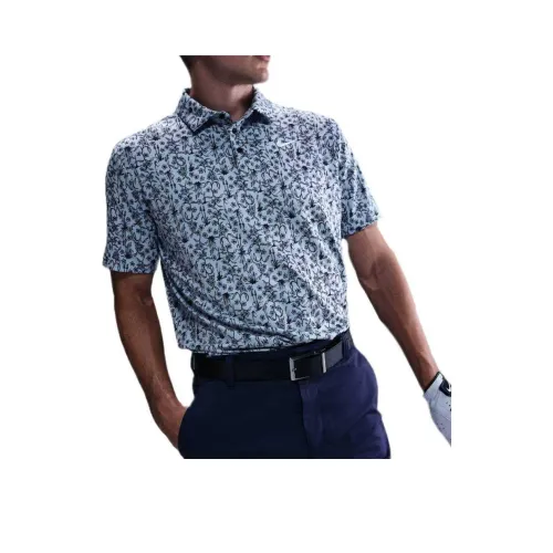 Мужское поло Nike Dri Fit синего и белого цвета