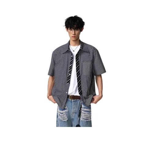 DANJUE Черная клетка Унисекс Рубашки