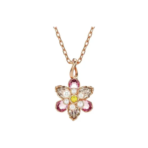 Swarovski Idyllia Искусственный кристалл Искусственная жемчужина Ожерелье с покрытием из розового золота Женское Розовое золото