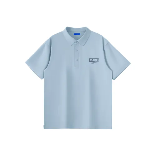 FAIRWHALE M Stacked Signature K Light Gray Blue Men's Polo