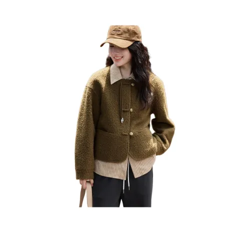 Mo Han Yi Mei Вельвет Feel Куртка Женская Кофейно-Зеленая