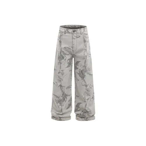 51XXHA Серый белый Унисекс Джинсы