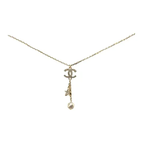 CHANEL Double C Золотое Покрытие Ожерелье Женское Золотое