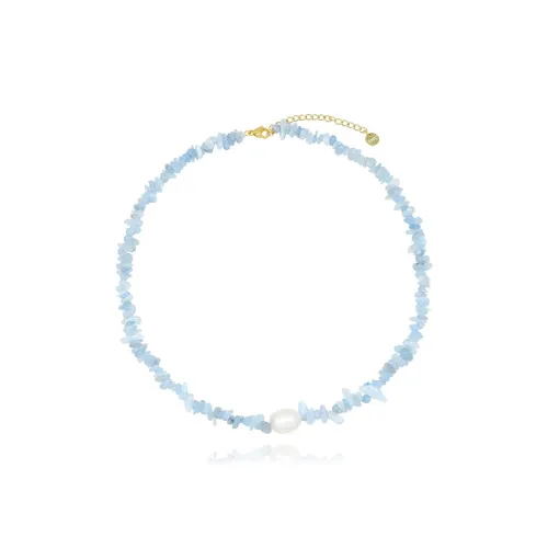 AWE Титановые стальные ожерелья унисекс небесно-голубой камень цепочка на ключицу