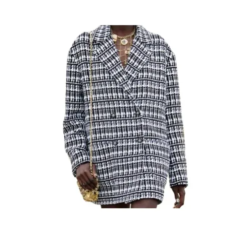 CHANEL Пальто Женское Черное Белое