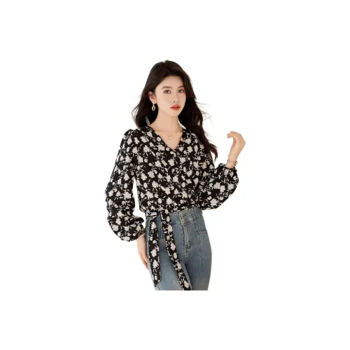 Like The Age Of Water Весна Лето Осенний Рубашка Стандартный Женский Черный