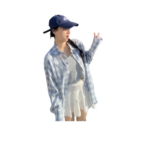 MUCCHIC Свет Лазурный синий Женские Рубашки