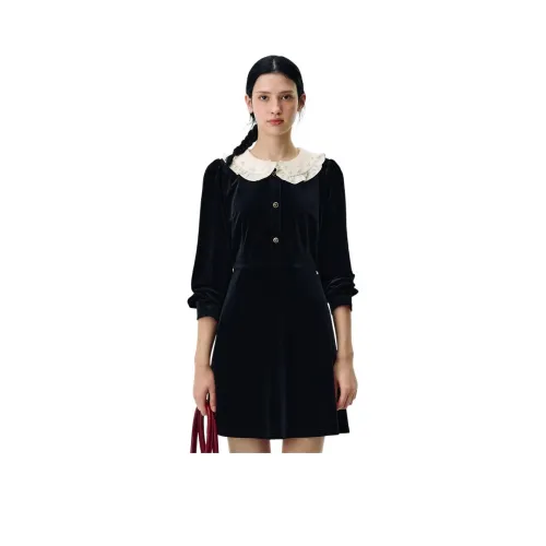 Teenie Weenie Длинное платье с длинными рукавами женское черное