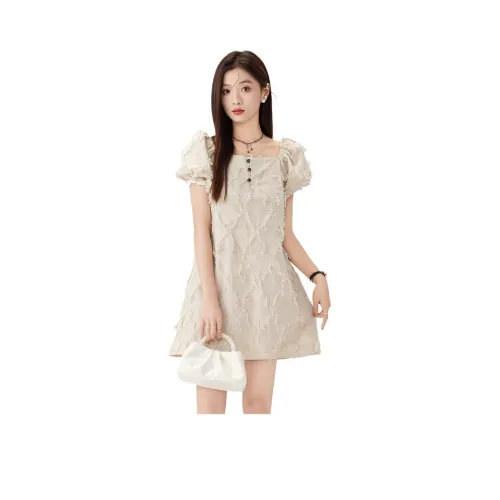 PASSCODIO Короткий рукав Платье Женское Конопля