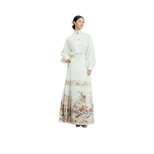 XINGHEHANGE Оригинальный Ming Стиль Ханьфу Юбка Повседневная Длинная Юбка Женская Белая