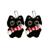 Шарф красно-белый + красно-белый, маленький, черный кот