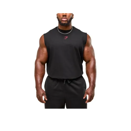 GYMSHARK Майка Мужская Черная Укороченная Красная