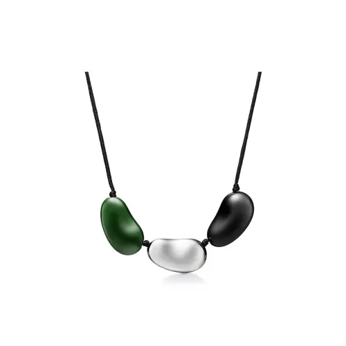 TIFFANY & CO. Колье Bean Design Стерлинговое Серебро С Черным И Зеленым Лаковым Покрытием На Японском Дереве Твердой Породы