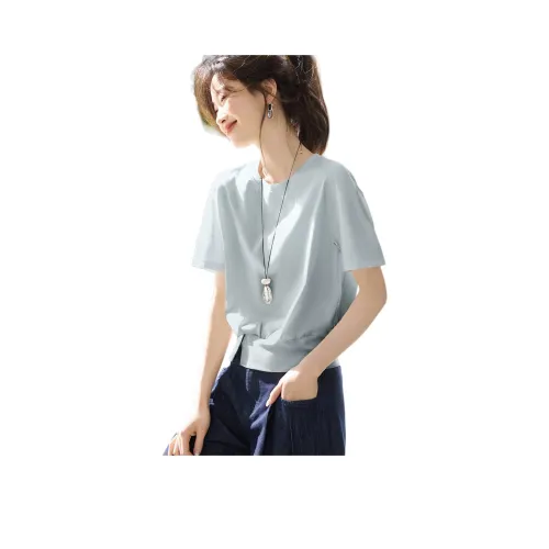 MOHANYIMEI Светло-серый синий Женские T-рубашки