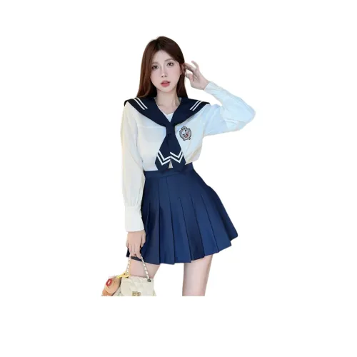 EFCR Белый топ + Синяя короткая юбка женская униформа